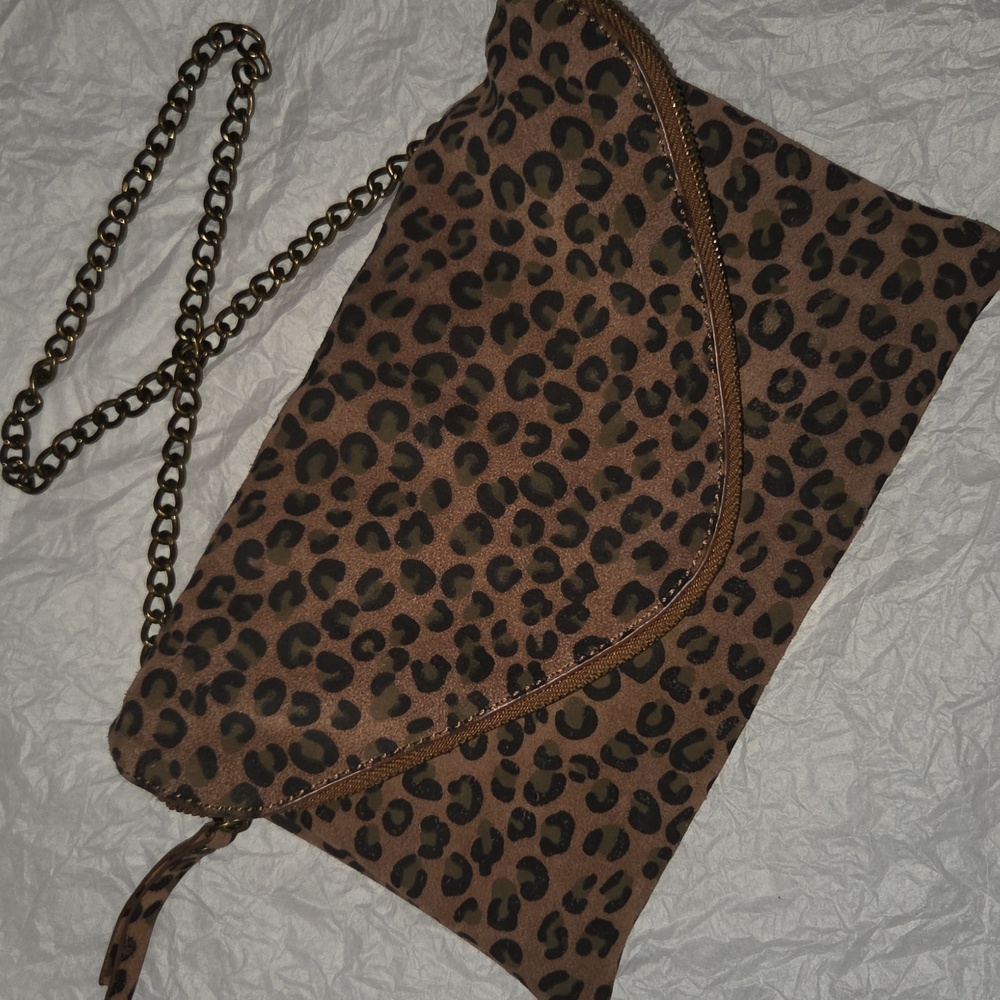 J. CREW Leopard Print Chain Clutch